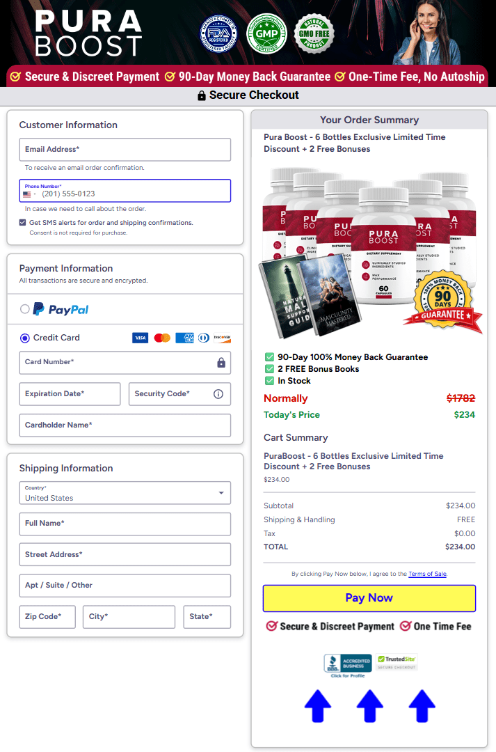 PuraBoost order page